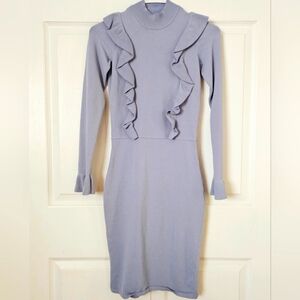 Ali & Jay Los Angeles Rode Garden Sweater Dress Periwinkle Ruffles Small Shaping